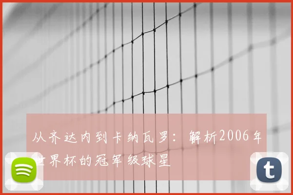 从齐达内到卡纳瓦罗:解析2006年世界杯的冠军级球星